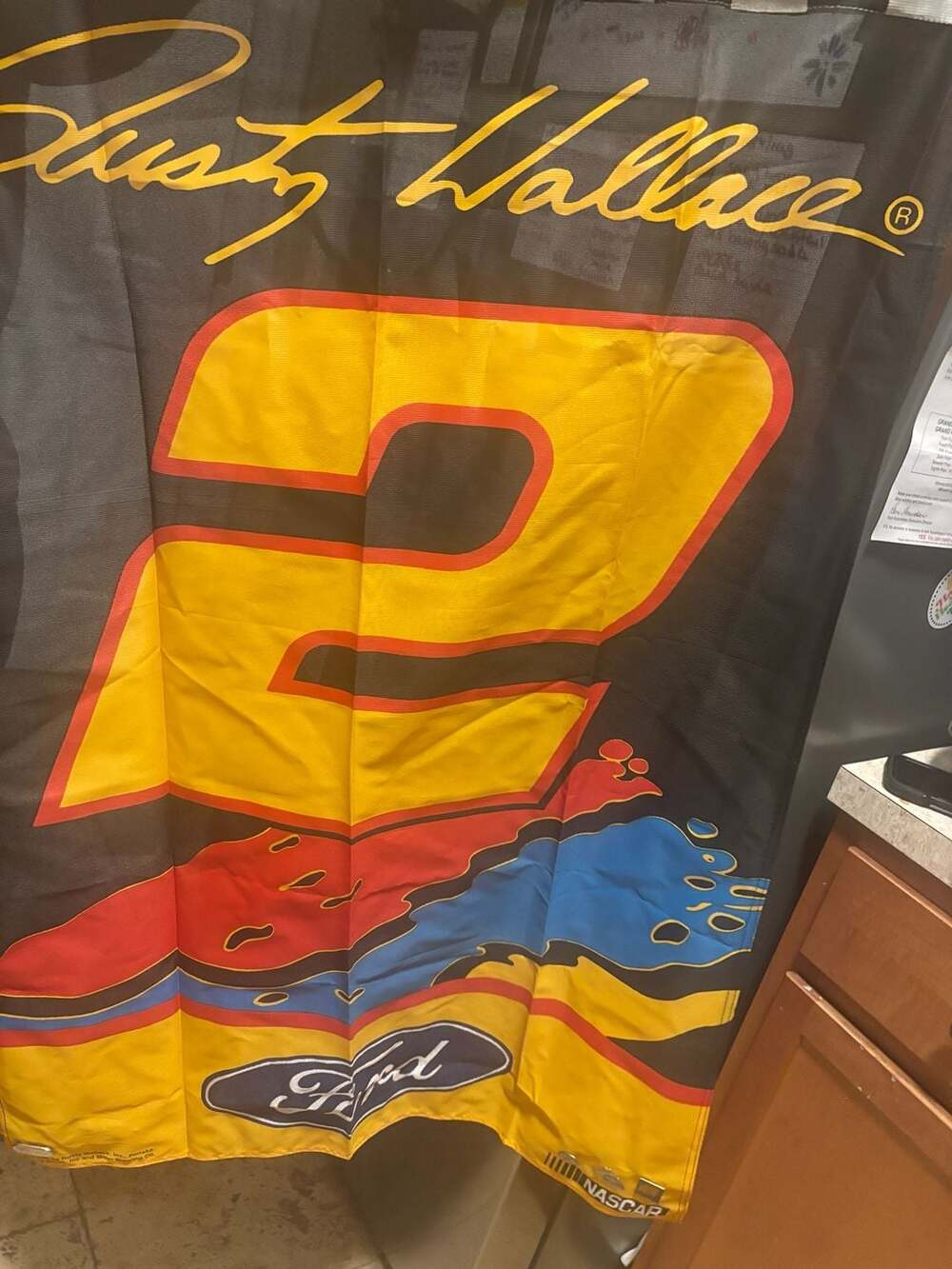 Vintage NASCAR Rusty Wallace #2 Miller Racing Flag by Valley Forge and 4 Pins